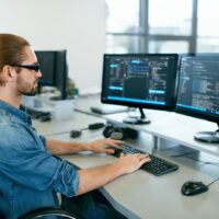 man working at a desk