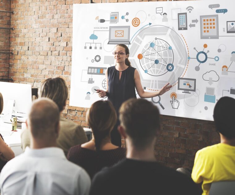 digital bootcamp with a teacher leading a group of students