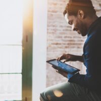 a worker using a tablet