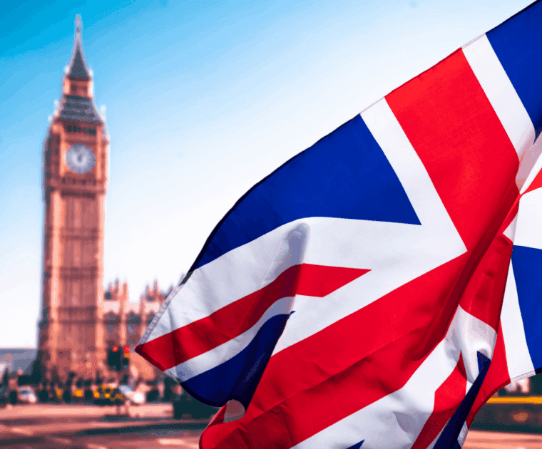 british flag waving outside big ben